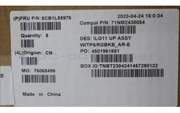 Lenovo 5CB1L55976 C-Cover with keyboard, Arabic, RGB Backlight, US