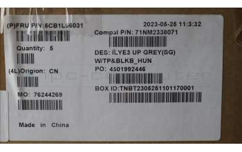 Lenovo 5CB1L56031 C-Abdeckung mit Tastatur, Ungarisch, Sturmgrau, Hintergrundbeleuchtung