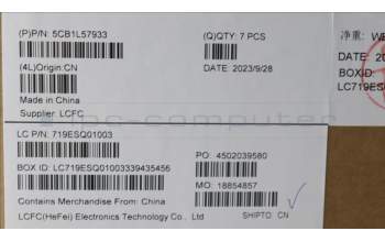 Lenovo 5CB1L57933 FRU KT6D2_D_COVER_UMA_WL_ASSY_GY