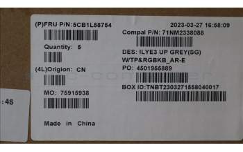 Lenovo 5CB1L58754 C-Abdeckung mit Tastatur, Arabisch, sturmgrau, RGB-Hintergrundbel., US