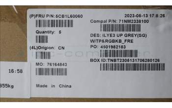 Lenovo 5CB1L60060 C-Cover with keyboard,French,Storm Grey,RGB Backlight