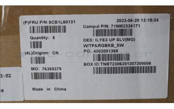 Lenovo 5CB1L60131 C-Cover with keyboard, Switzerland, RGB Backlight, UK