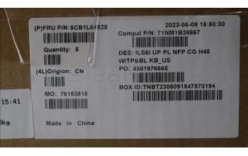 Lenovo 5CB1L64528 C-Abdeckung mit Tastatur, Englisch, Wolkengrau, Hintergrundbeleuchtung, Ohne_Fingerabdruckscanner