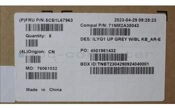 Lenovo 5CB1L67963 C-Abdeckung mit Tastatur, Arabisch, Hintergrundbeleuchtung, US