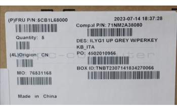 Lenovo 5CB1L68000 C-Abdeckung mit Tastatur, Italienisch, RGB-Hintergrundbeleuchtung