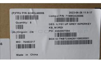 Lenovo 5CB1L68006 C-Abdeckung mit Tastatur, Skandinavien, RGB-Hintergrundbel.