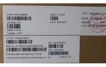 Lenovo 5CB1L68948 C-Abdeckung mit Tastatur, Italienisch, Sturmgrau, Hintergrundbeleuchtung, Fingerabdruck