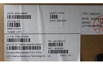 Lenovo 5CB1L68952 C-Abdeckung mit Tastatur, Skandinavien, Sturmgrau, Hintergrundbeleuchtung, Fingerabdruck