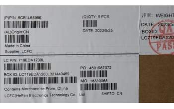 Lenovo 5CB1L68956 C-Cover with keyboard,Spanish,Storm Grey,Backlight,Fingerprint