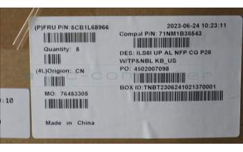 Lenovo 5CB1L68966 C-Cover with keyboard,English,Cloud Grey,Non_Backlight,Non_Fingerprint