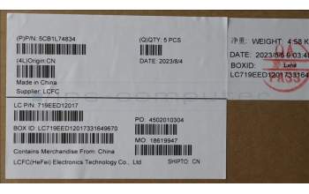 Lenovo 5CB1L74834 C-Abdeckung mit Tastatur, Belgisch, Eisengrau, Fingerabdruck, GB