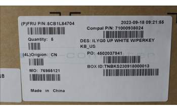 Lenovo 5CB1L84704 C-Cover with keyboard, English, White, RGB Backlight, US