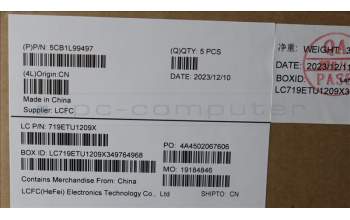 Lenovo 5CB1L99497 C-Cover with keyboard, Spanish, Arctic Grey, Backlight, Fingerprint, UK