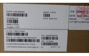 Lenovo 5CB1M36345 C-Cover with keyboard, Bulgarian, Arctic Grey, Non-Backlight, UK