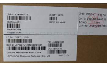 Lenovo 5CB1M41411 C-Cover with keyboard, Hebrew, Abyss Blue, Non-Backlight, US