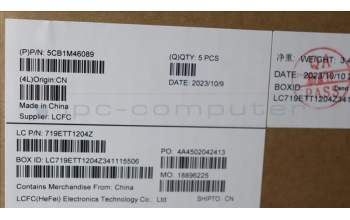 Lenovo 5CB1M46089 C-Cover with keyboard, Russian, Arctic Grey, Non-Backlight, Non-Fingerprint, US