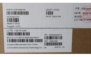 Lenovo 5CB1M46181 C-Cover with keyboard, German, Arctic Grey, Fingerprint, UK