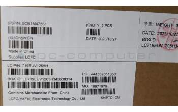 Lenovo 5CB1M47561 C-Cover with keyboard, English, Abyss Blue, Non-Backlight, US