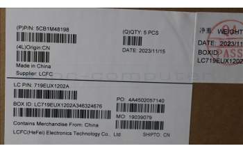 Lenovo 5CB1M48198 C-Cover with keyboard, French, Arctic Grey, Backlight, Non-Fingerprint, US