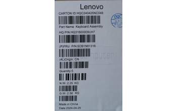 Lenovo 5CB1N61316 C-Cover with keyboard, Belgian, Luna Grey, w/Storm Grey Keycaps, UK