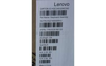 Lenovo 5CB1N61325 COVER Upper Case ASM_ENG H83DR LG GY