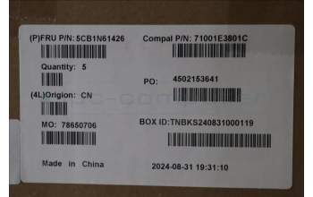 Lenovo 5CB1N61426 C-Cover with keyboard, US English Euro, Eclipse Black, White Backlight, US