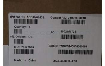 Lenovo 5CB1N61433 C-Cover with keyboard, UK English, Eclipse Black, White Backlight, UK