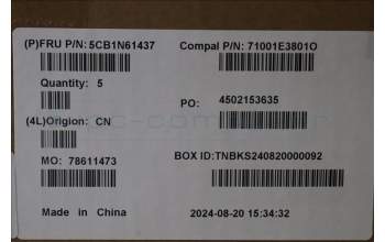 Lenovo 5CB1N61437 C-Cover with keyboard, Portuguese, Eclipse Black, White Backlight, UK