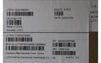 Lenovo 5CB1N62231 C-Cover with keyboard, Hebrew, Luna Grey, w/puresight pro logo, US