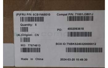 Lenovo 5CB1N65010 C-Cover with keyboard,Hebrew,Cloud Grey,Backlight,Fingerprint