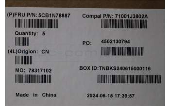 Lenovo 5CB1N78887 C-Cover with keyboard, US English Euro, Cloud Grey, Backlight, Non-Fingerprint, US