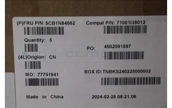 Lenovo 5CB1N84662 C-Cover with keyboard,Nordic,Luna Grey,Backlight