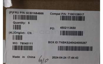 Lenovo 5CB1N84666 C-Cover with keyboard, Hungarian, Luna Grey, Backlight, UK