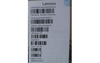 Lenovo 5CB1N90767 C-Cover with keyboard, US English Euro, Luna Grey, w/puresight pro logo, US