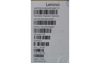 Lenovo 5CB1N90801 C-Cover with keyboard, Spanish, Luna Grey, w/puresight pro logo, UK