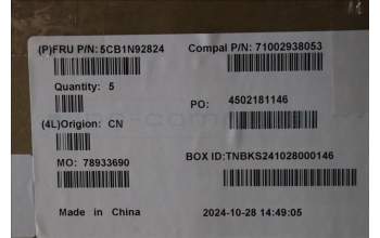 Lenovo 5CB1N92824 C-Cover with keyboard, Portuguese, Cloud Grey, Non-Backlight, Fingerprint, UK