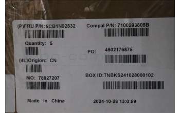 Lenovo 5CB1N92832 C-Cover with keyboard, Belgian, Cloud Grey, Non-Backlight, Fingerprint, UK