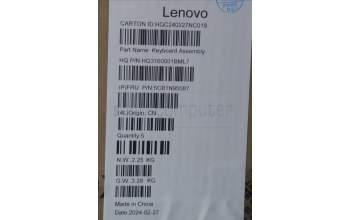 Lenovo 5CB1N95087 C-Cover with keyboard, Switzerland, Luna Grey, Fingerprint, UK