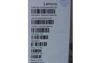 Lenovo 5CB1N95150 C-Cover with keyboard, US English Euro, Storm Grey, FingerPrint, US