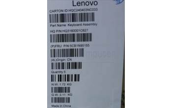 Lenovo 5CB1N95155 C-Cover with keyboard, Belgian, Storm Grey, FingerPrint, UK