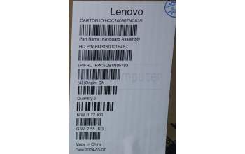 Lenovo 5CB1N95793 C-Cover with keyboard, Hungarian, Storm Grey, Non-Fingerprint, UK
