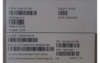 Lenovo 5CB1P31497 C-Cover with keyboard, French, Arctic Grey, US