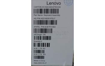 Lenovo 5CB1P31563 C-Cover with keyboard, Greek, Arctic Grey, US