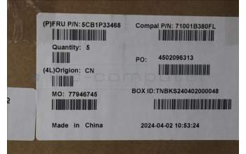 Lenovo 5CB1P33468 C-Cover with keyboard, Czech Slovakian, Cloud Grey, Backlight, FingerPrint, UK