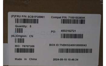 Lenovo 5CB1P35961 C-Cover with keyboard, UK English, Cloud Grey, Non-Backlight, FingerPrint, UK