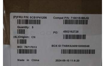 Lenovo 5CB1P41206 C-Cover with keyboard, Belgian, Cloud Grey, Non-Backlight, Non-FingerPrint, UK