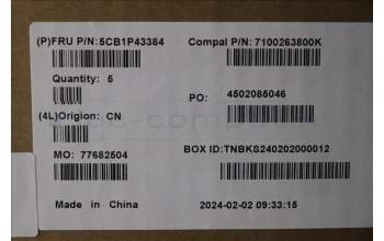 Lenovo 5CB1P43384 C-Cover with keyboard, English, White Backlight, US