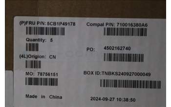 Lenovo 5CB1P49178 C-Cover with keyboard, Spanish, Abyss Blue, Backlight, FingerPrint, UK