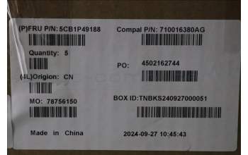 Lenovo 5CB1P49188 C-Cover with keyboard, Belgian, Abyss Blue, Backlight, FingerPrint, UK