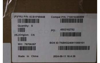 Lenovo 5CB1P49448 C-Cover with keyboard, US English Euro, Cloud Grey, Non-Backlight, FingerPrint, US